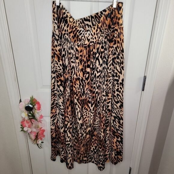 Marc Bouwer leopard print velvet maxi skirt xl - Picture 2 of 8